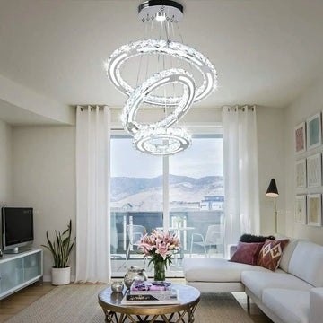 Modern Round 3 Ring Crystal 52W LED Pendant Lamp Chandelier Ceiling light Decor jorunhe.com
